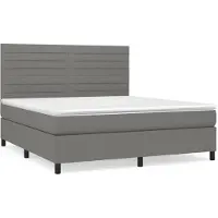 Syfax Boxspringbett mit Matratze Dunkelgrau 180x200 cm Stoff