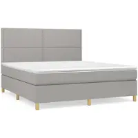 Syfax Boxspringbett mit Matratze Hellgrau 180x200 cm Stoff