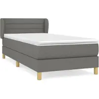 Syfax Boxspringbett mit Matratze Dunkelgrau 90x200 cm Stoff
