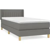 Syfax Boxspringbett mit Matratze Dunkelgrau 90x190 cm Stoff