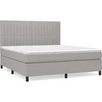 Syfax Boxspringbett mit Matratze Hellgrau 180x200 cm Stoff