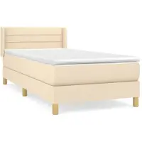 Syfax Boxspringbett mit Matratze Creme 100x200 cm Stoff