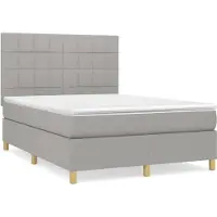 Syfax Boxspringbett mit Matratze Hellgrau 140x200 cm Stoff