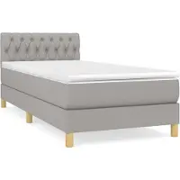Syfax Boxspringbett mit Matratze Hellgrau 90x200 cm Stoff