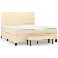 Syfax Boxspringbett mit Matratze Creme 180x200 cm Stoff
