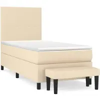 Syfax Boxspringbett mit Matratze Creme 80x200 cm Stoff