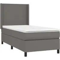 vidaXL Boxspringbett mit Matratze Grau 80x200 cm Kunstleder