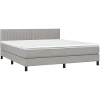 Syfax Boxspringbett mit Matratze Hellgrau 180x200 cm Stoff
