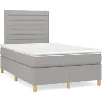 Syfax Boxspringbett mit Matratze Hellgrau 120x200 cm Stoff
