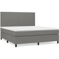 Syfax Boxspringbett mit Matratze Dunkelgrau 180x200 cm Stoff