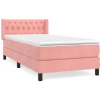 Syfax Boxspringbett mit Matratze Rosa 90x200 cm Samt
