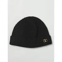 Valentino Garavani Caps & Mützen - Ribbed Cashmere Hat With Folded Brim - Gr. ONE SIZE - in Schwarz - für Damen