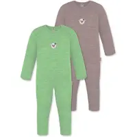 Normani Outdoor Sports 2er Pack Baby Merino Strampler Waverly in Grün/Rosa | Gr.: 68