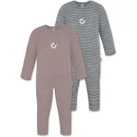 Normani Outdoor Sports 2er Pack Baby Merino Strampler Waverly in Rosa/Grau | Gr.: 74