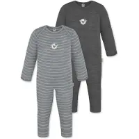 Normani Outdoor Sports 2er Pack Baby Merino Strampler Waverly in Grau/Anthrazit | Gr.: 80