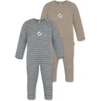 Normani Outdoor Sports 2er Pack Baby Merino Strampler Waverly in Grau/Beige | Gr.: 92