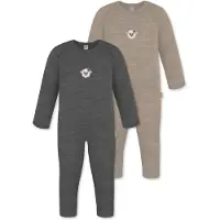 Normani Outdoor Sports 2er Pack Baby Merino Strampler Waverly in Anthrazit/Beige | Gr.: 56
