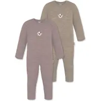 Normani Outdoor Sports 2er Pack Baby Merino Strampler Waverly in Rosa/Beige | Gr.: 68