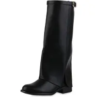 Van Hill Damen Gefüttert Klassische Stiefel Schnallen Schuhe 841788, Farbe: Schwarz, Größe: 36