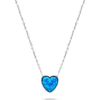 Brilio Silver - Decent Silver Heart Necklace with Opal NCL74WB