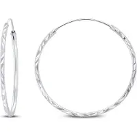 Brilio Silver - Timeless silver round earrings EA01 - Diameter: 4 cm