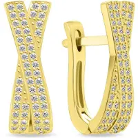 Brilio Silver - Glittering gold-plated earrings PE066Y