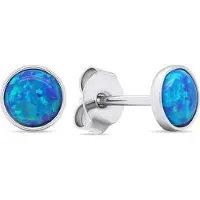 Brilio Silver Silver stud earrings with blue synthetic opals EA579WB
