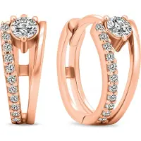 Brilio Silver Dazzling round bronze earrings with zircons EA503R