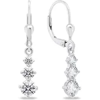 Brilio Silver Beautiful silver earrings with zircons EA656W