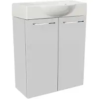 Fackelmann SBC SCENO Gäste WC Set 2-teilig 55 cm, Weiß, 2-Türen, Keramik, Hahnloch rechts