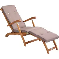 Casaria Sonnenliege Klappbar Holz Auflage Creme Meliert Wetterfest 160kg Belastbar Akazie Rückenlehne Verstellbar FSC-zertifiziert Balkon Garten Liege 169x54cm