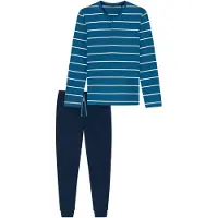 Schiesser Schlafanzug "Casual Nightwear" 2 tlg. Knopfleiste, Bindeband, Langarm, Baumwolle, Single Jersey