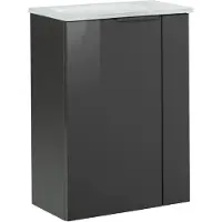 Fackelmann SBC LUNA Gäste WC Set 2-teilig 45 cm, Anthrazit, links, Glas Weiß