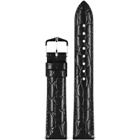 Hirsch 12302850-1-18 Uhren-Lederarmband Crocograin M 18 mm Schwarz