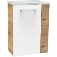 Fackelmann SBC MILANO Gäste WC Set 2-teilig 45 cm, Braun hell/Weiß, links, Glas Weiß