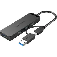 Vention CHTBB, USB 3.2 Gen 1 (3.1 Gen 1) Type-A + Type-C, Mikro-USB, USB 3.2 Gen 1 (3.1 Gen 1) Type-A, 5000 Mbit/s, Schwarz, Acrylnitril-Butadien-Styrol (ABS), 32/26