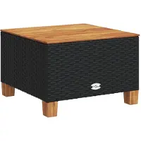 vidaXL Gartentisch Schwarz 55x55x36 cm Poly Rattan Akazienholz