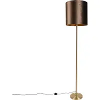 QAZQA Stehleuchte Messing mit Samt-Schirm Braun 40cm - Simplo