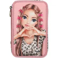 TOPModel LEOHEART, Hartschalenetui für Stifte, Papier, Polyester, Polypropylen (PP), Silikon, Zink, Pink, Abbildung, Drinnen/Draußen, Mädchen