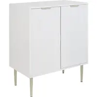 Beliani Sideboard Weiß u. Gold aus MDF Metall mit 2 Türen Geriffelte Optik Modern Elegant Kommode für Schlafzimmer Wohnzimmer Flur