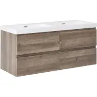 Beliani Waschtischunterschrank mit Doppelwaschbecken Taupe MDF Holzoptik Harz 120 x 46 cm Wandmontage 4 Schubladen Doppelwaschtisch Badezimmer