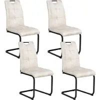 Beliani Esszimmerstühle 4er-Set beige Stoffbezug gepolsterte Sitzfläche schlanke Metallbeine