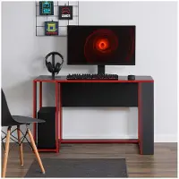 HTI Gaming Schreibtisch Schwarz/Rot Moderner Gamer-Tisch 120 x 76 x 54 cm