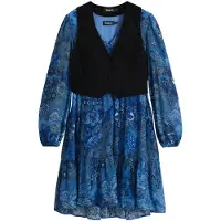 Desigual Kleid für den Alltag Chaleco 25WWVW27 Blau Regular Fit