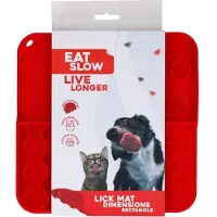 Eat Slow Lick Mat Dimensions Rectangle Red