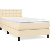 Syfax Boxspringbett mit Matratze Creme 90x200 cm Stoff