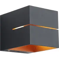 QAZQA Moderne Wandleuchte Schwarz mit Goldener Innenseite inkl LED und Touch Dimmer wiederaufladbar Joris Groove