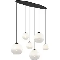 QAZQA Moderne Hängelampe Schwarz mit Weißem Glas Rechteckig 6 Flammig Misty