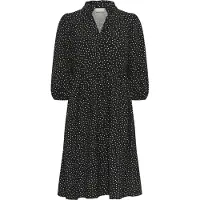 Kaffe Midikleid "Damen Kleid KArea", Damen, Gr. 42, N-Gr, schwarz (schwarz with chalk dot), Obermaterial: 83% Viskose CV. 17% Nylon NY., Kleider Midikleid