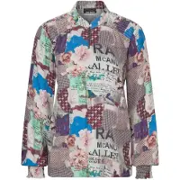Goldner Leichte Printbluse mit Patchwork-Muster in stein / gemustert | Gr.: 52